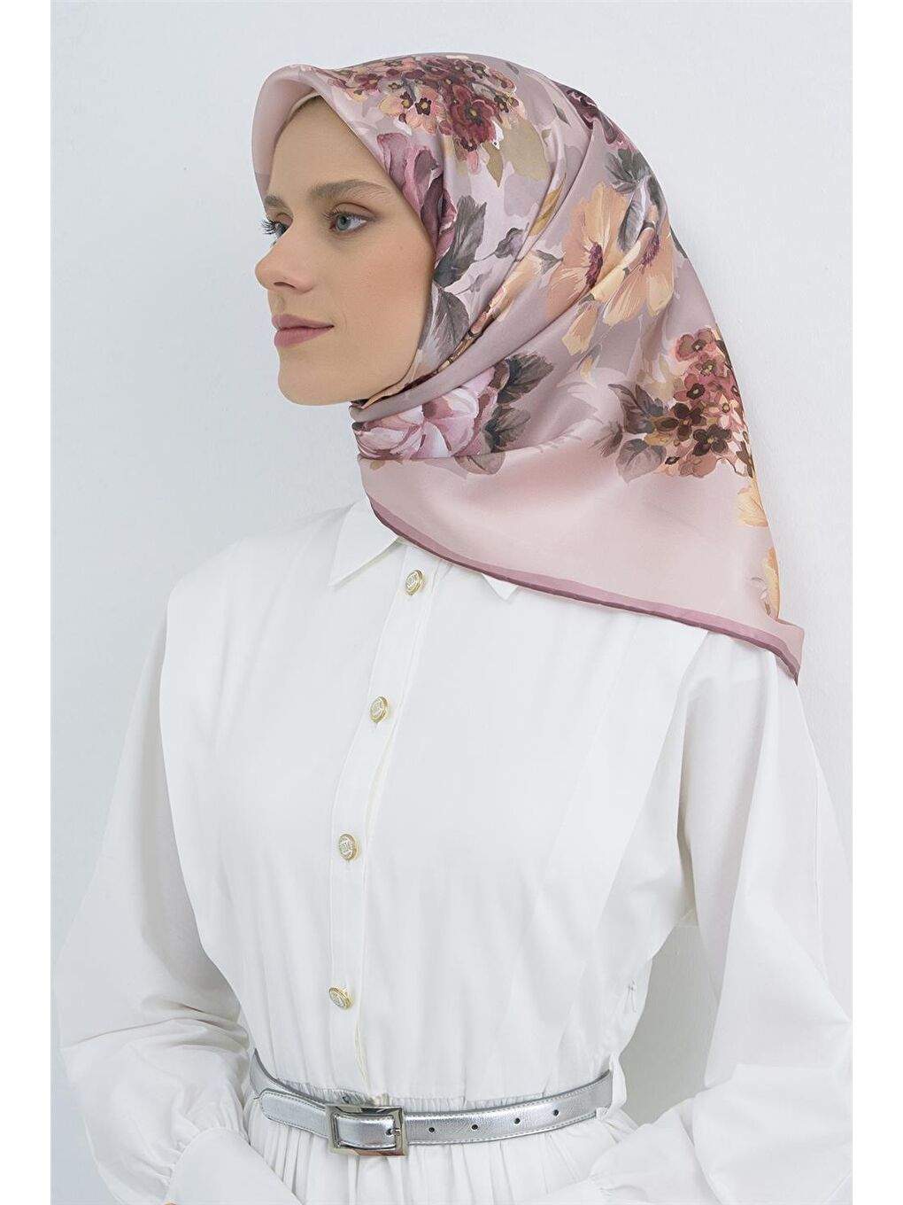 Pembe Saf İpek Sura Eşarp 9520D 02-1