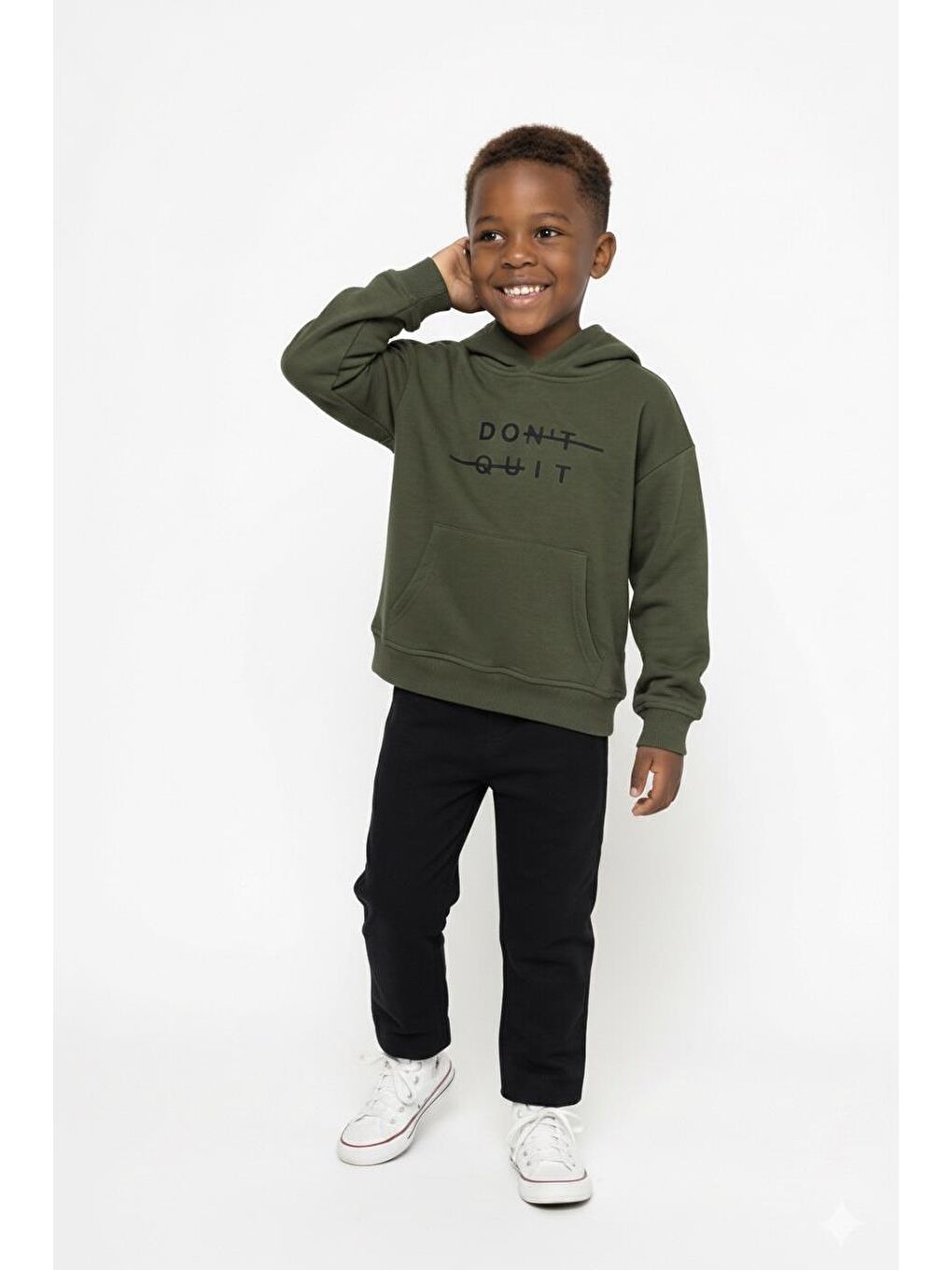 Haki Kapüşonlu Kanguru Sweat-2