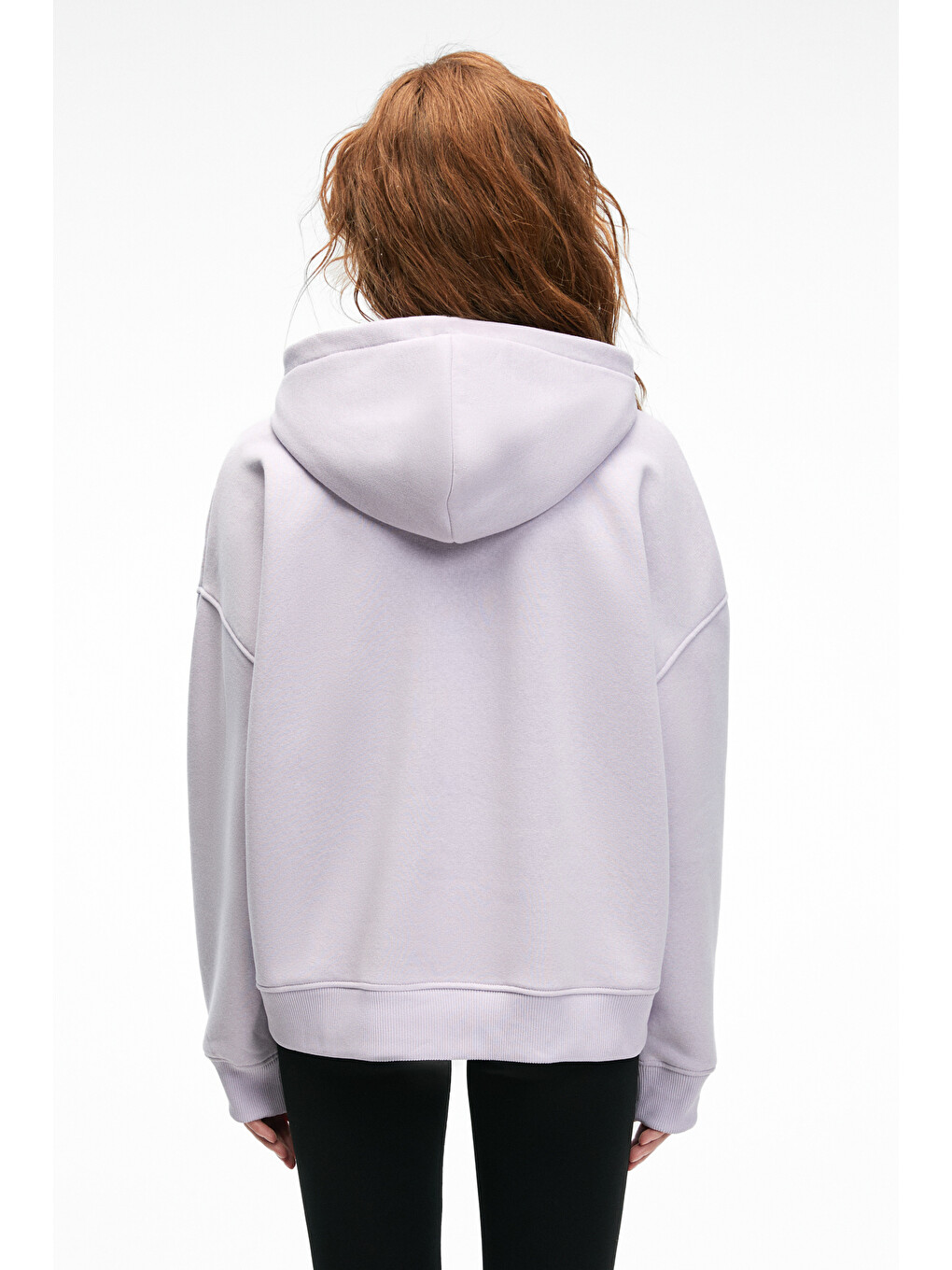 Clarıe Kadın Organik Pamuklu Oversize Kanguru Cepli Kapüşonlu Lila Sweatshirt-5