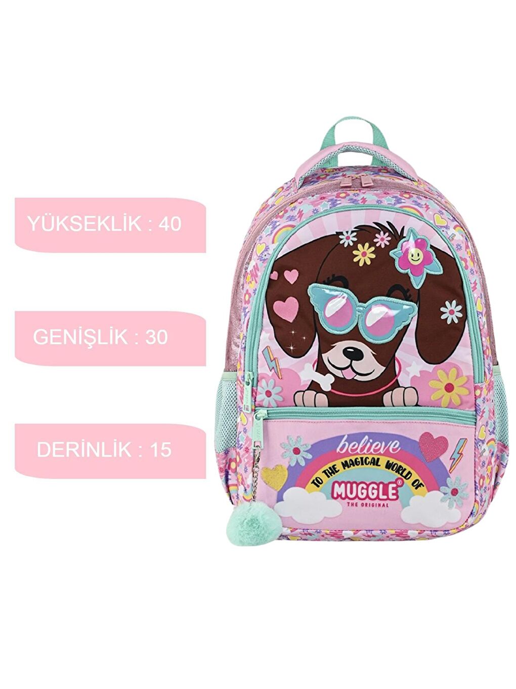 3 Bölmeli Cute Dog Okul Sırt Çantası MU-9008-1