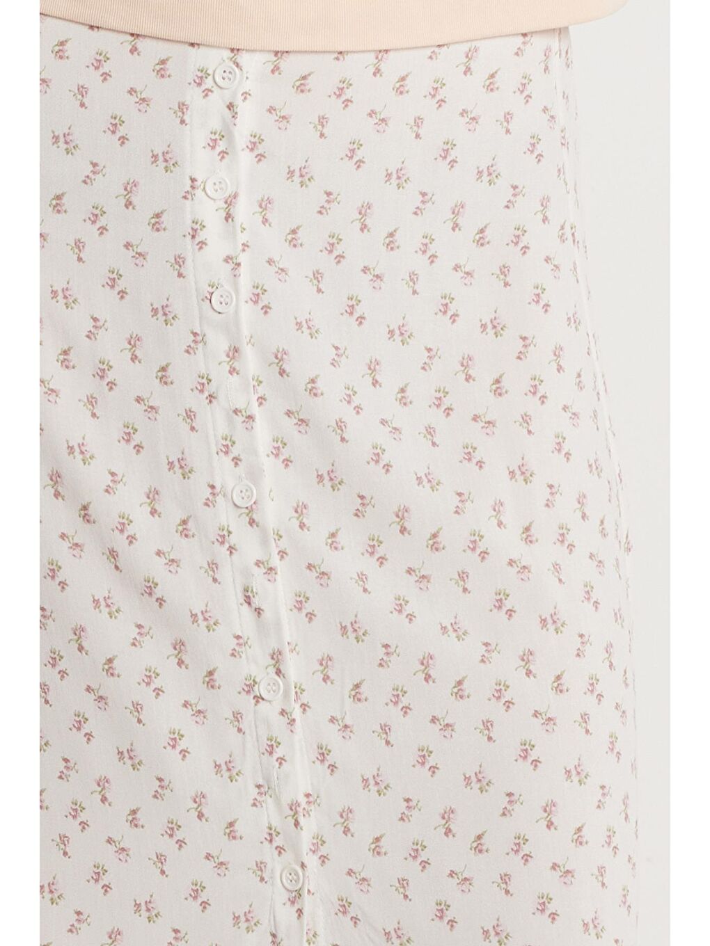 Karışık Kadın Standart Fit Düğmeli Viskon Lastikli Baskılı Midi Boy Etek-2