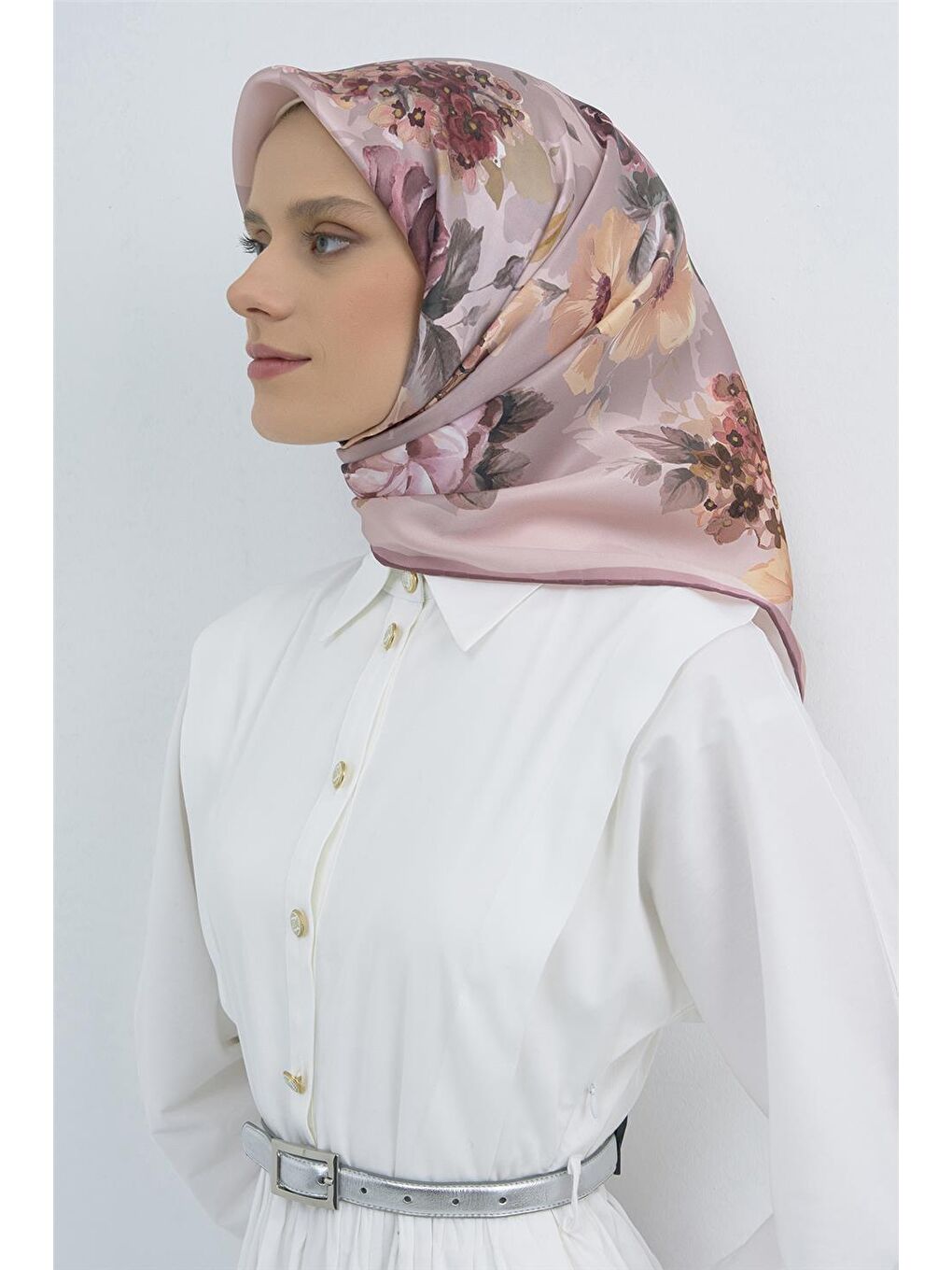 Pembe Saf İpek Sura Eşarp 9520D 02-2