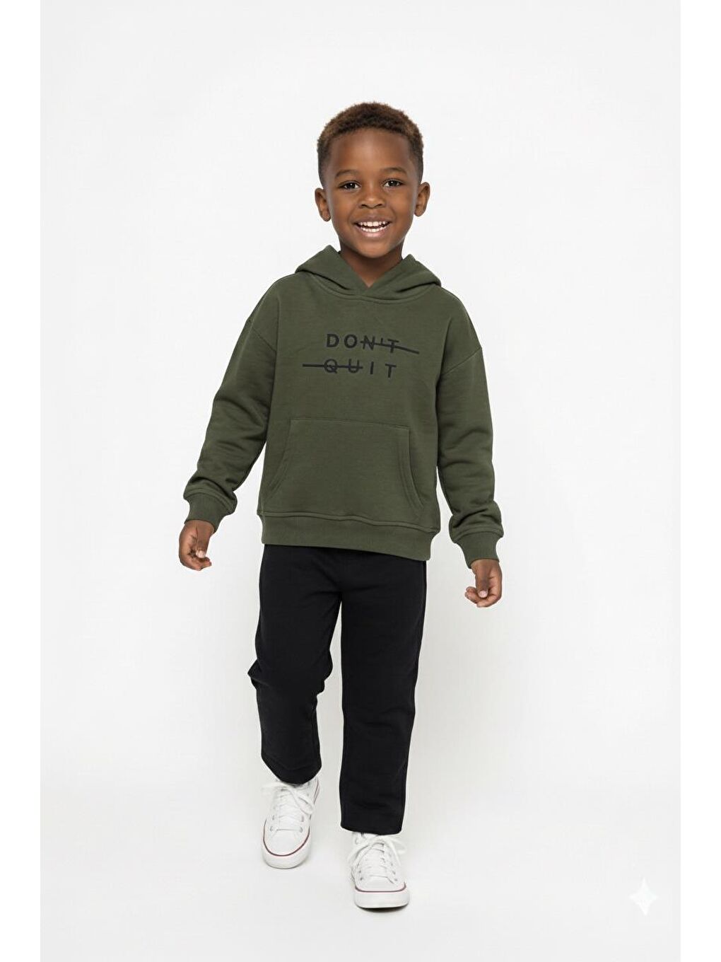 Haki Kapüşonlu Kanguru Sweat-3