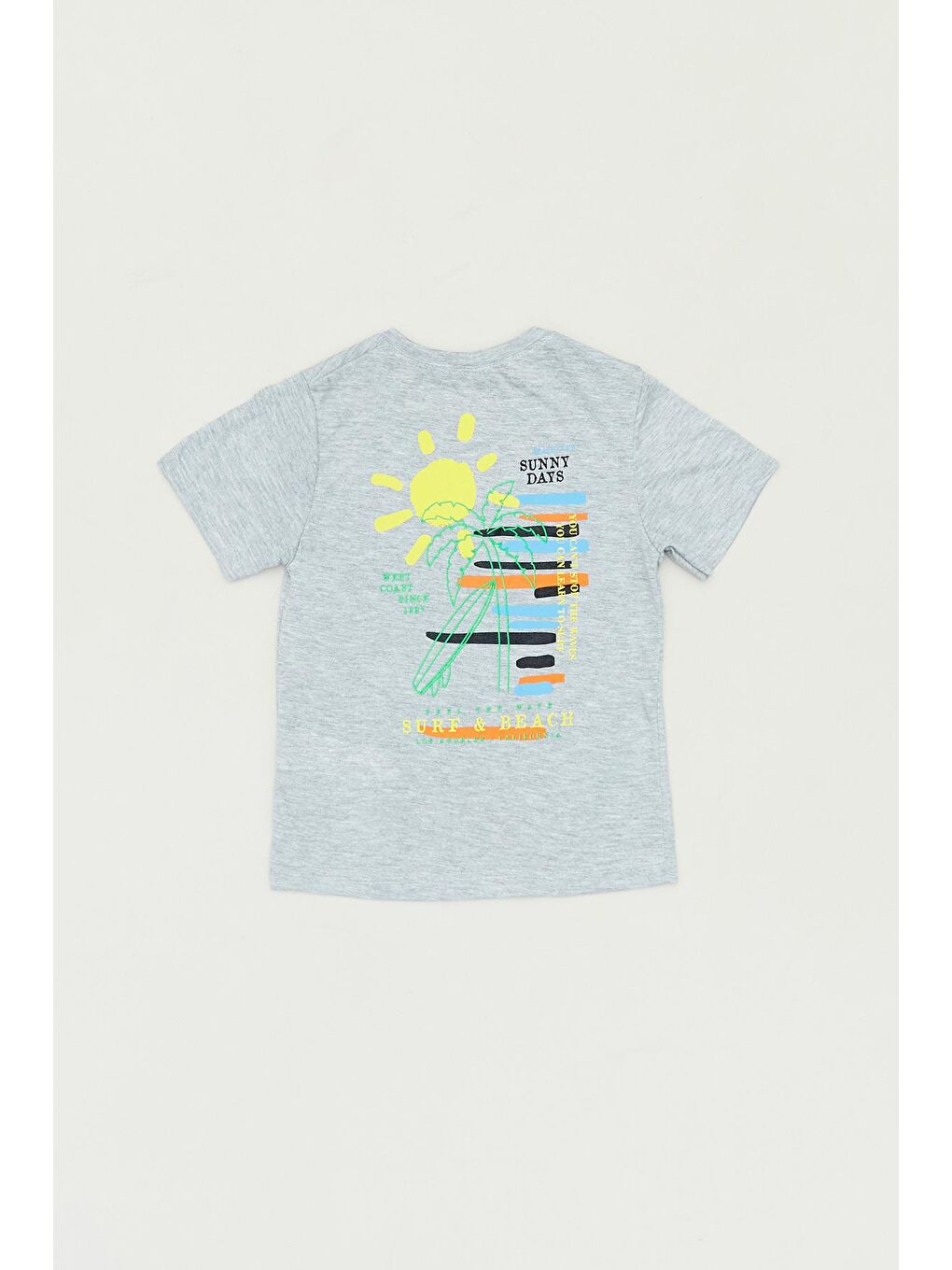 Gri Önü Ve Arkası Baskılı Erkek Çocuk Tişört-1