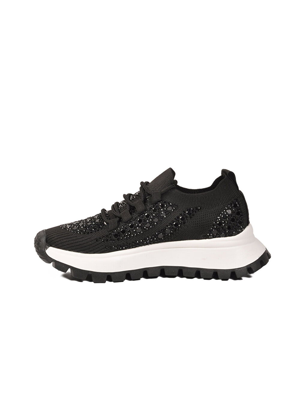 Siyah Fileli Hafif Taş İşlemeli Kadın Casual Ayakkabı 451161 Z-3