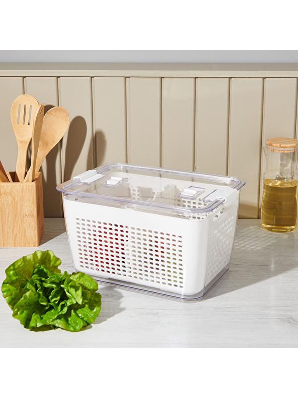 Süzgeçli Saklama Kabı - Beyaz - 9 lt