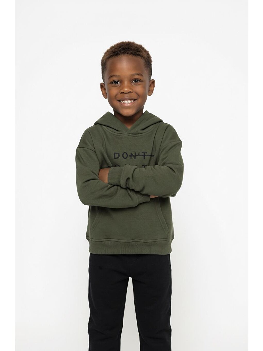 Haki Kapüşonlu Kanguru Sweat-4