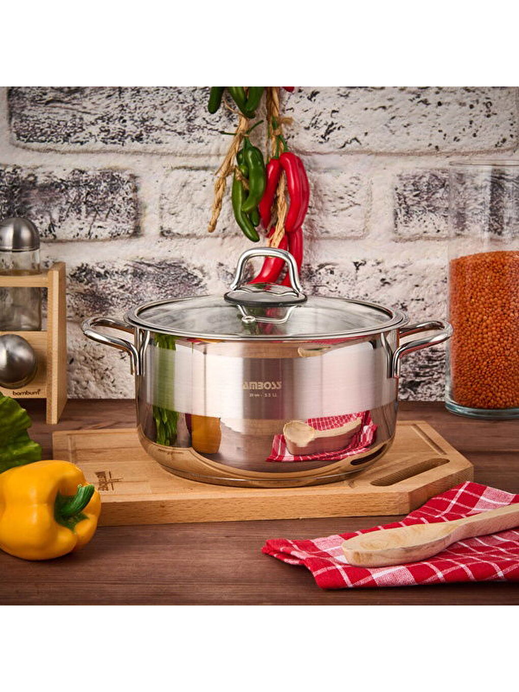 Gri Saphire Derin Tencere - Inox - 20 cm