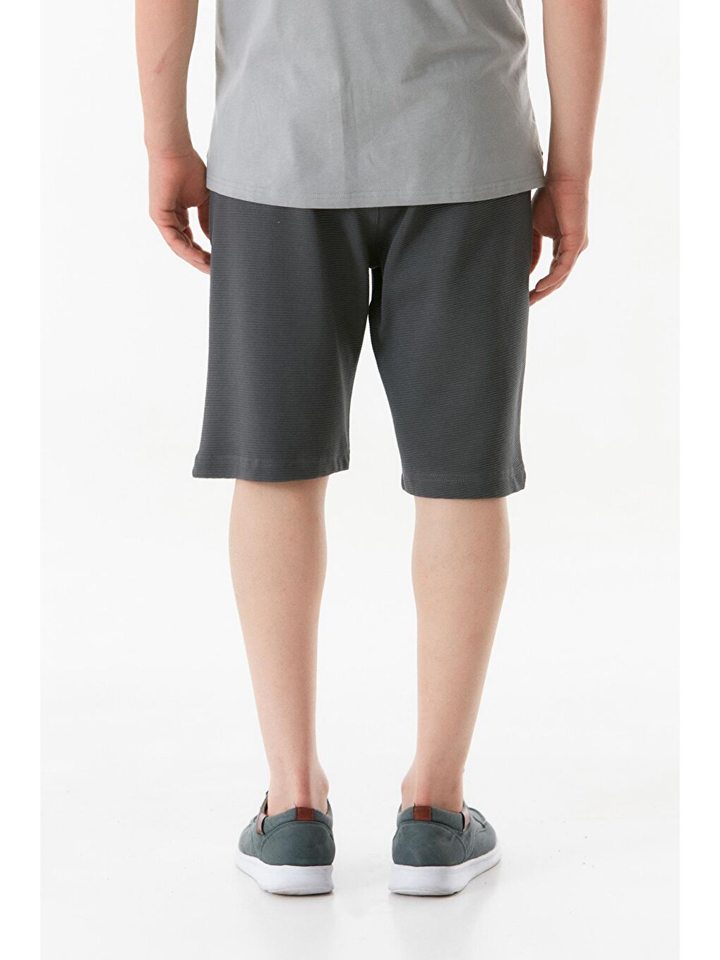 Antrasit Beli Bağcıklı Cepli Şort-3