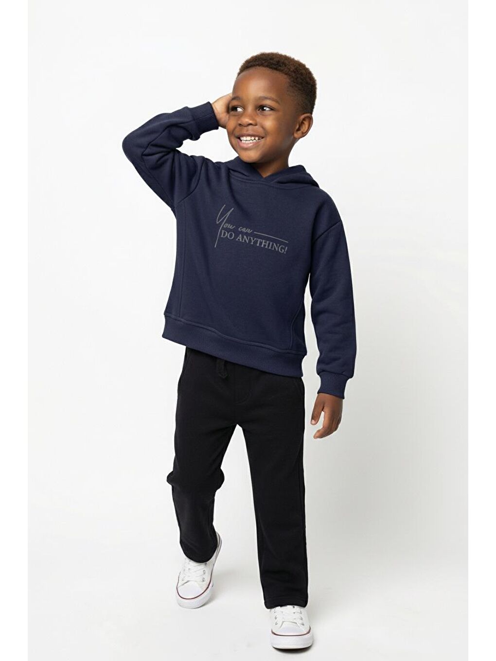 Lacivert Kapüşonlu Kuplu Sweat-1