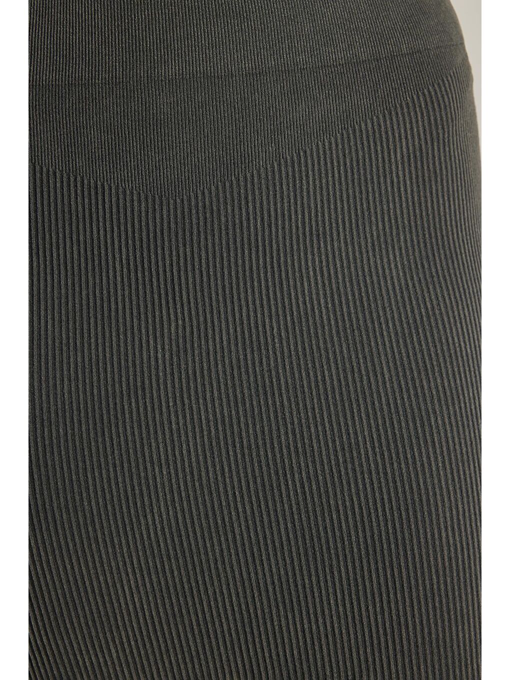 Kadın Slim Fit Pamuklu Düz Uzun Antrasit Etek-1