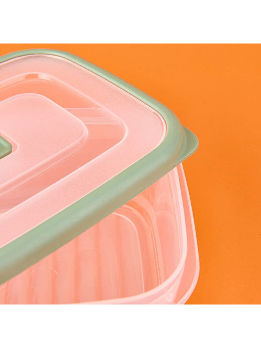 Renksiz Plastik Saklama Kabı - Şeffaf / Yeşil - 1 lt-1