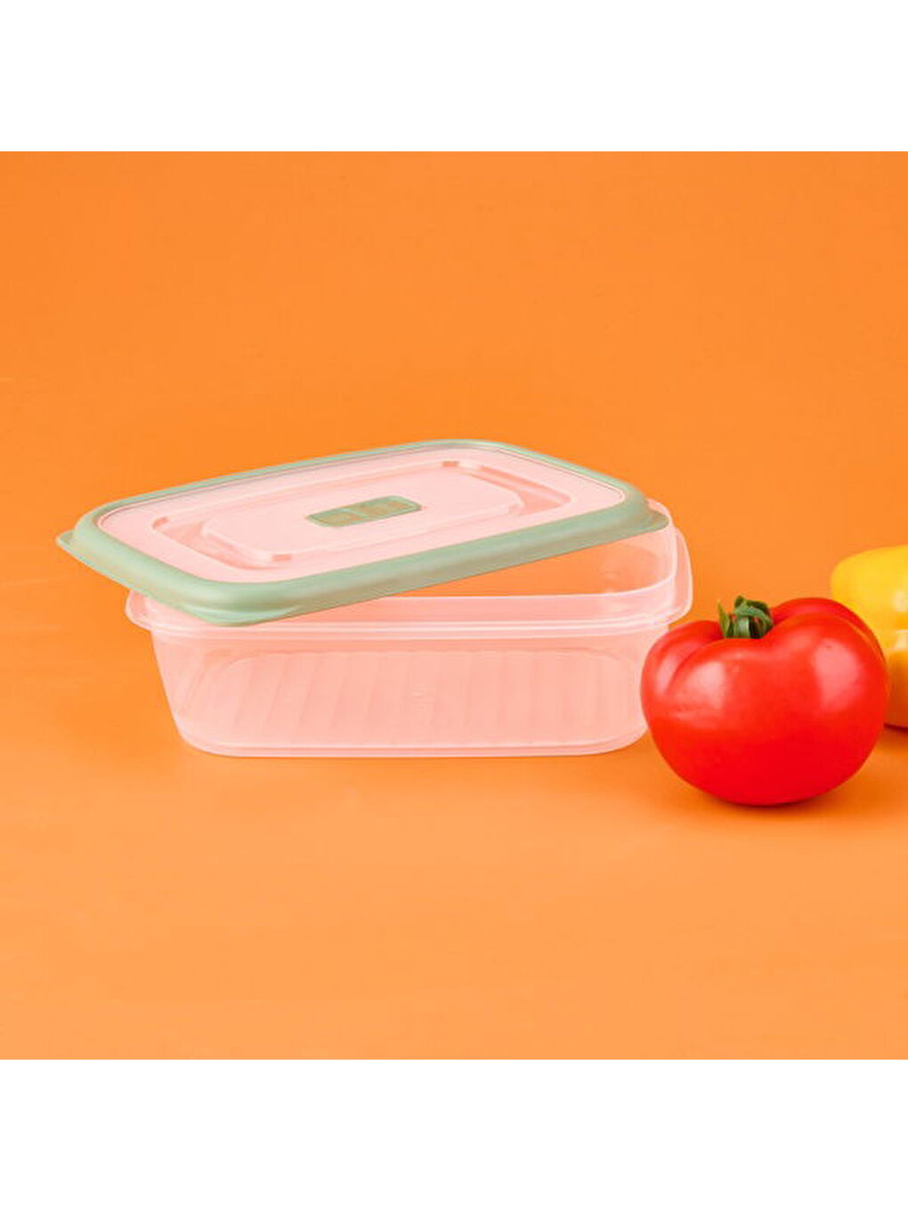 Renksiz Plastik Saklama Kabı - Şeffaf / Yeşil - 1 lt-2