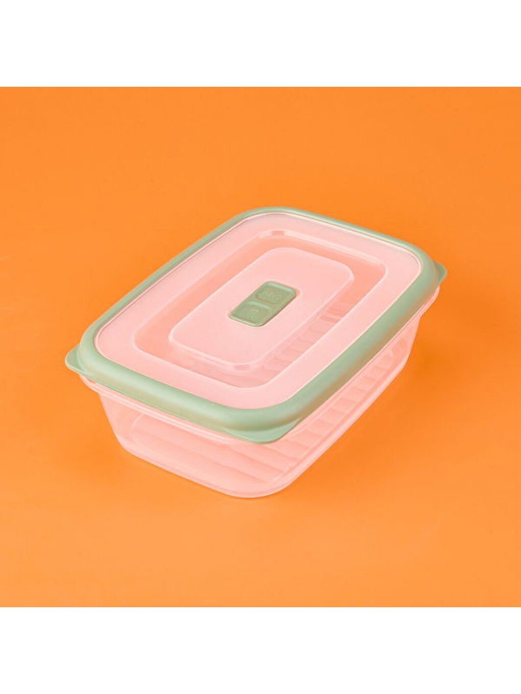 Renksiz Plastik Saklama Kabı - Şeffaf / Yeşil - 1 lt-3