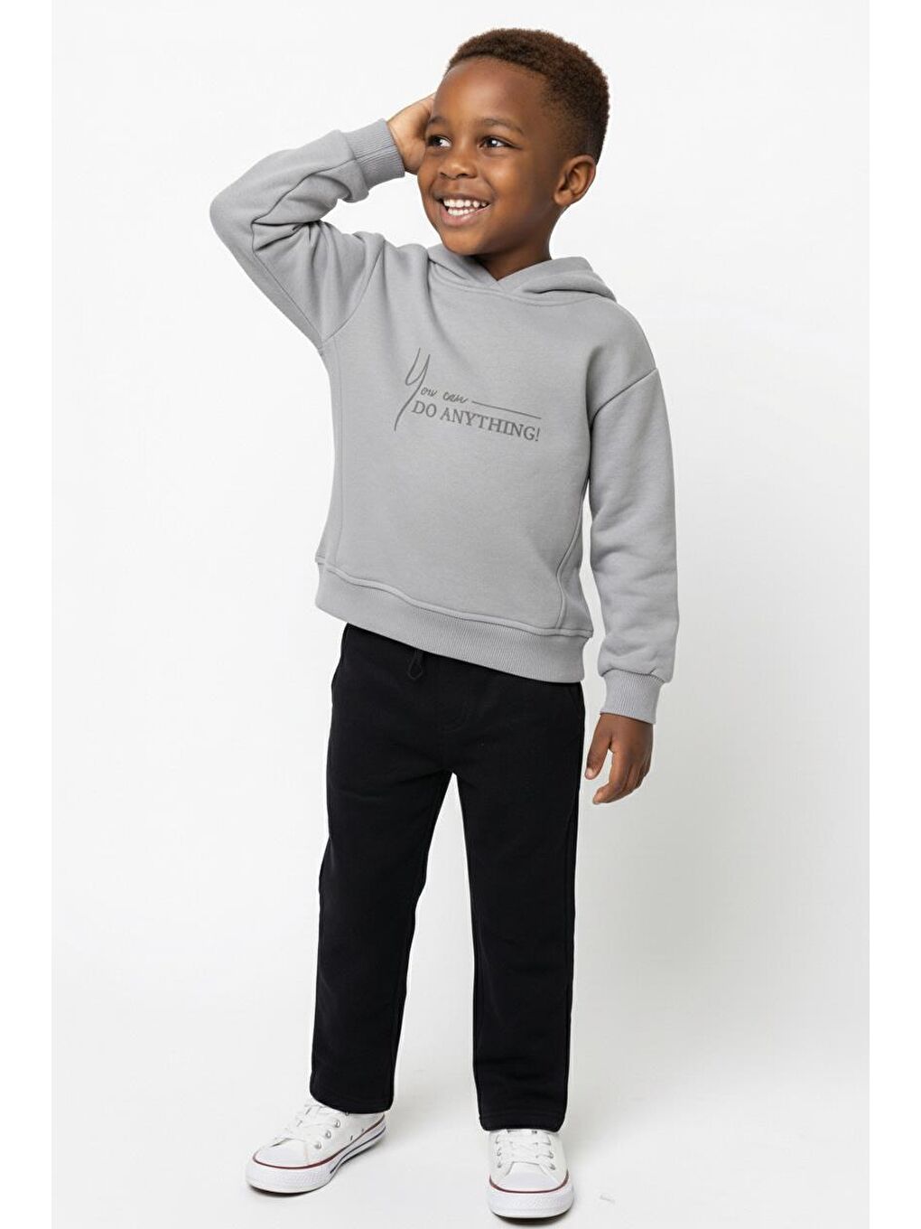 Gri Kapüşonlu Kuplu Sweat-2