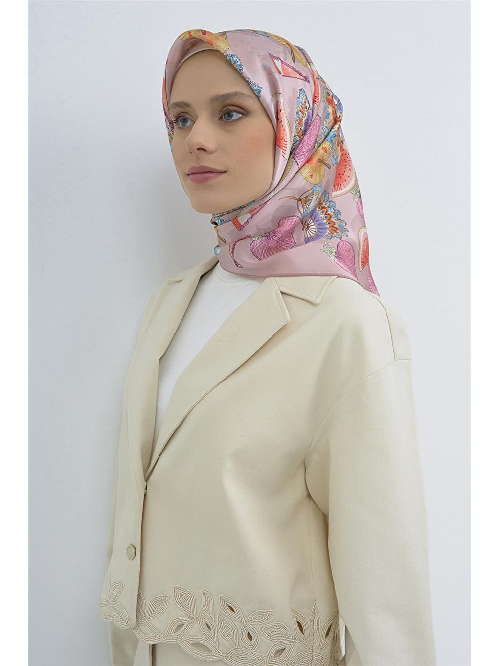 Pembe Saf İpek Sura Eşarp 9532D 05-1