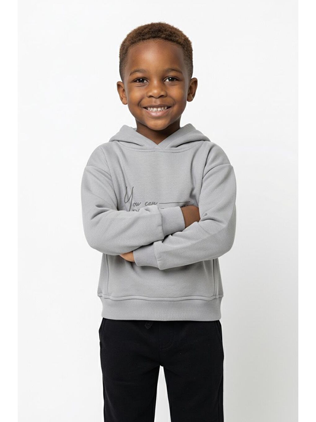 Gri Kapüşonlu Kuplu Sweat-3