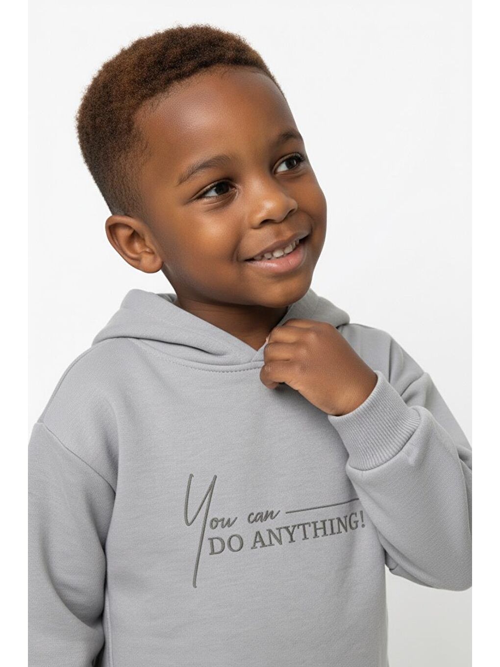 Gri Kapüşonlu Kuplu Sweat-4