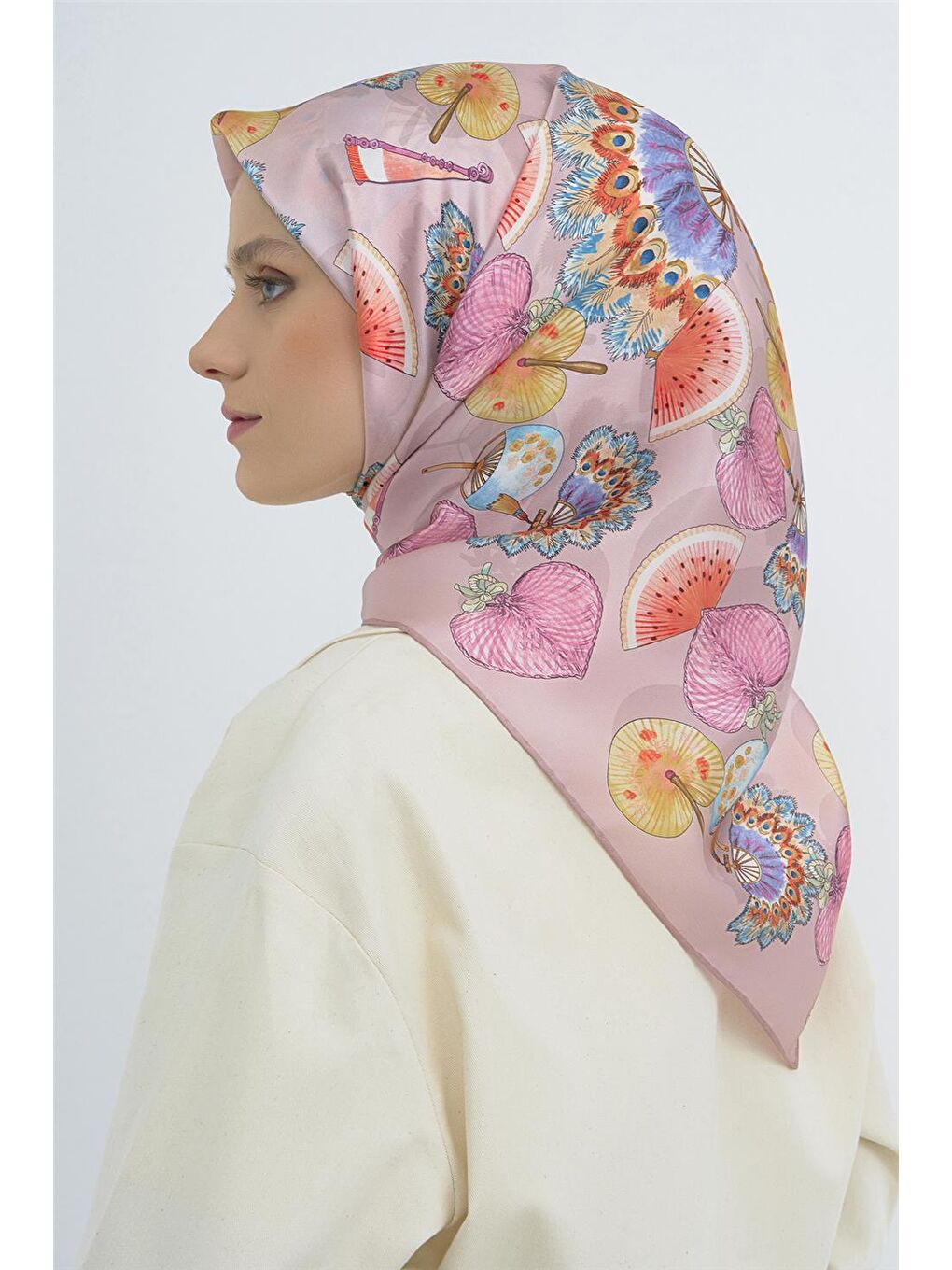 Pembe Saf İpek Sura Eşarp 9532D 05-3
