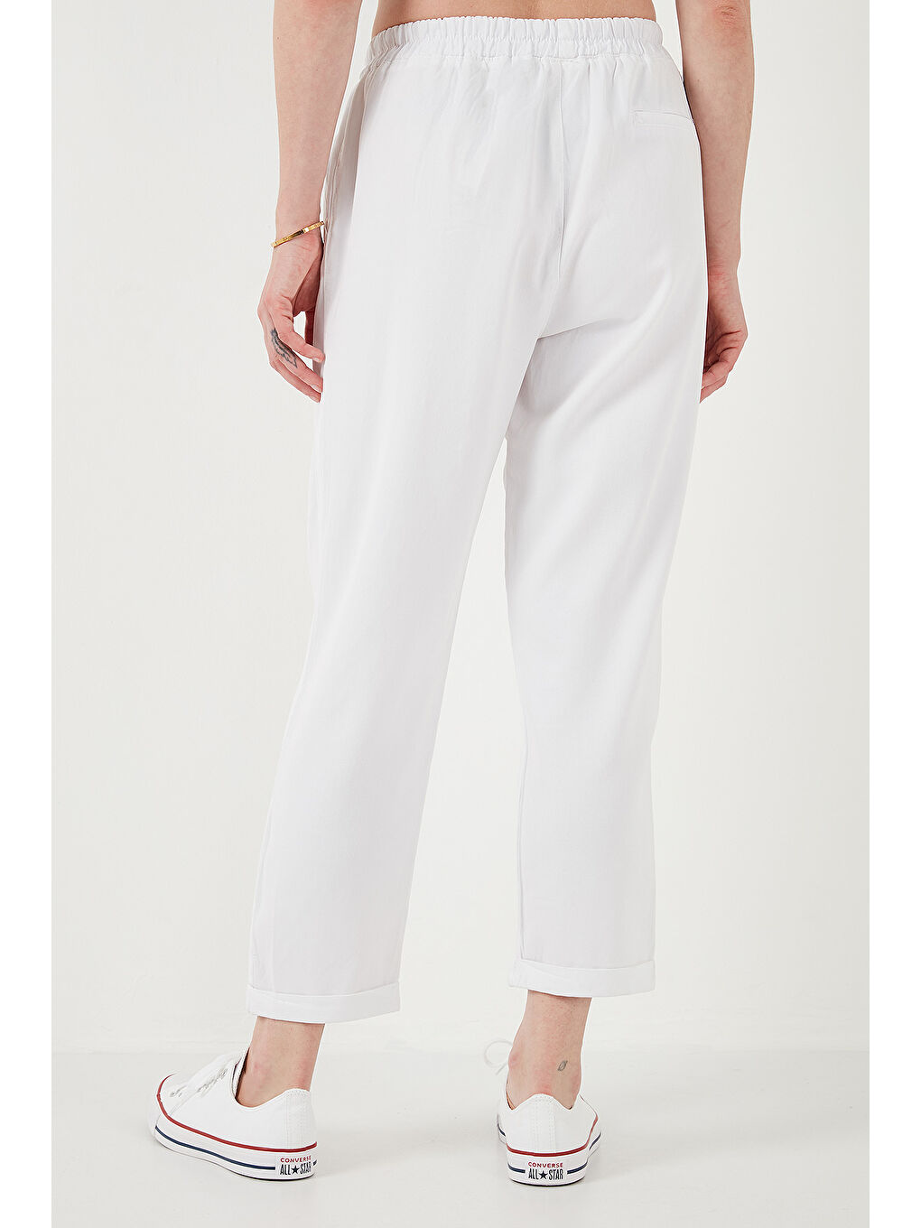 Beyaz Slim Fit Normal Bel Boru Paça Pantolon 668Yp5372-4