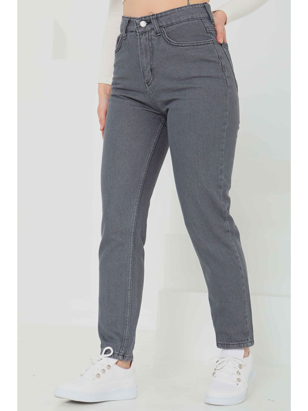 Mom Jean Pantolon Gri   13360