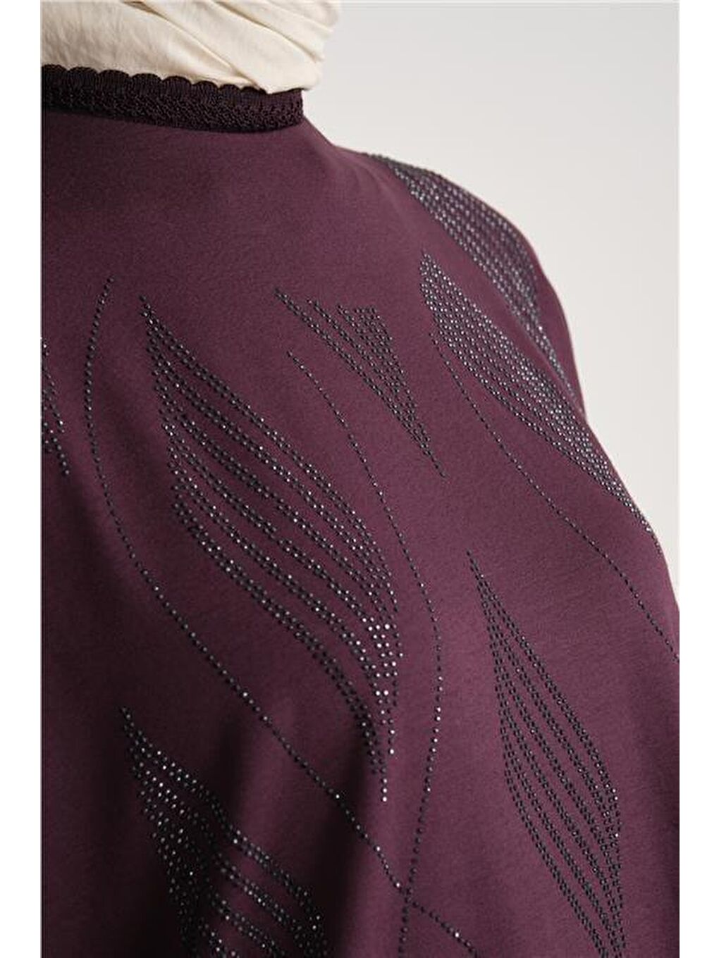 Mor Taş Detaylı Penye Bluz 24Yd9001 Mürdüm-2