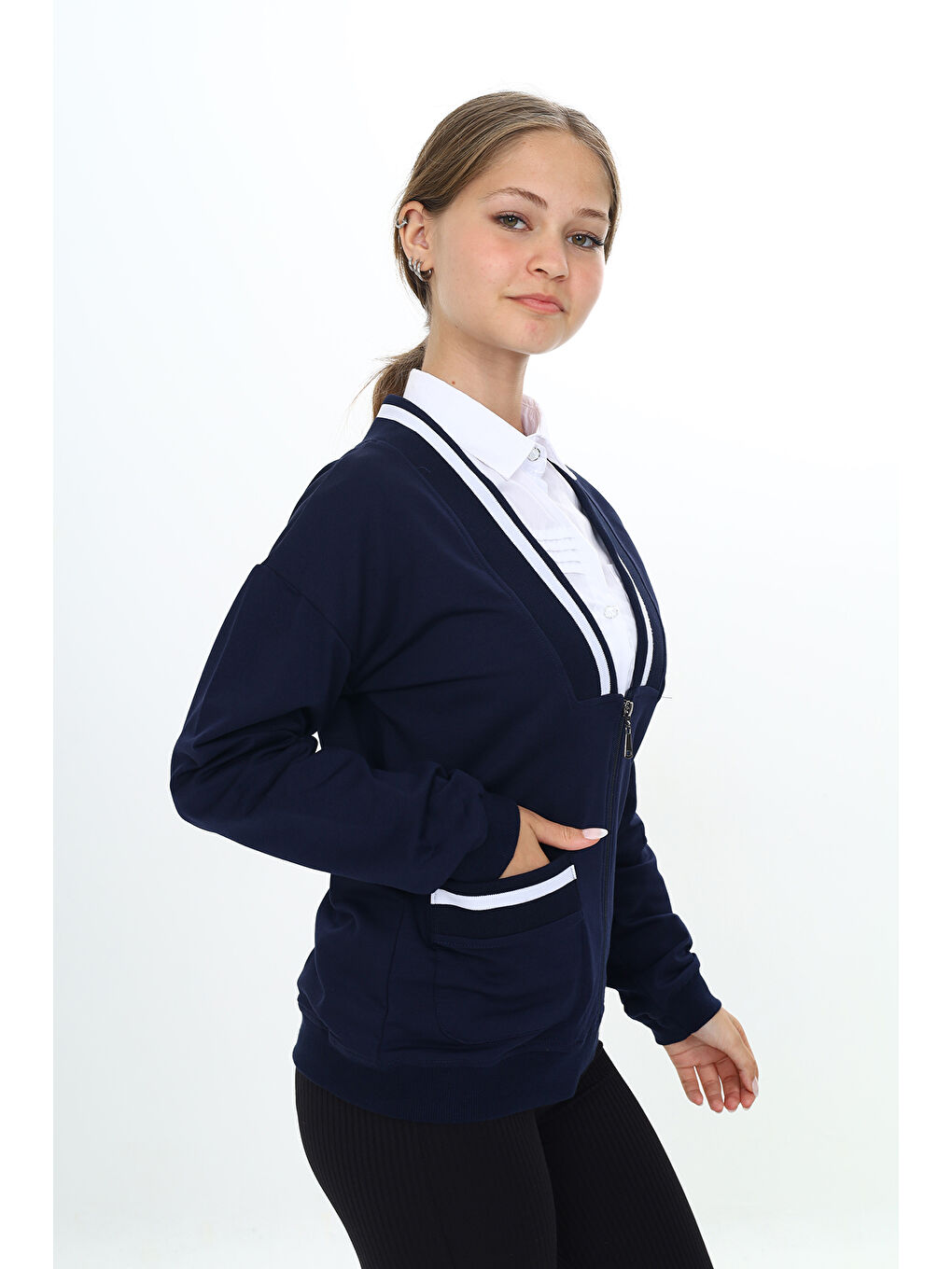 Lacivert Kız Çocuk Okul Hırka-2