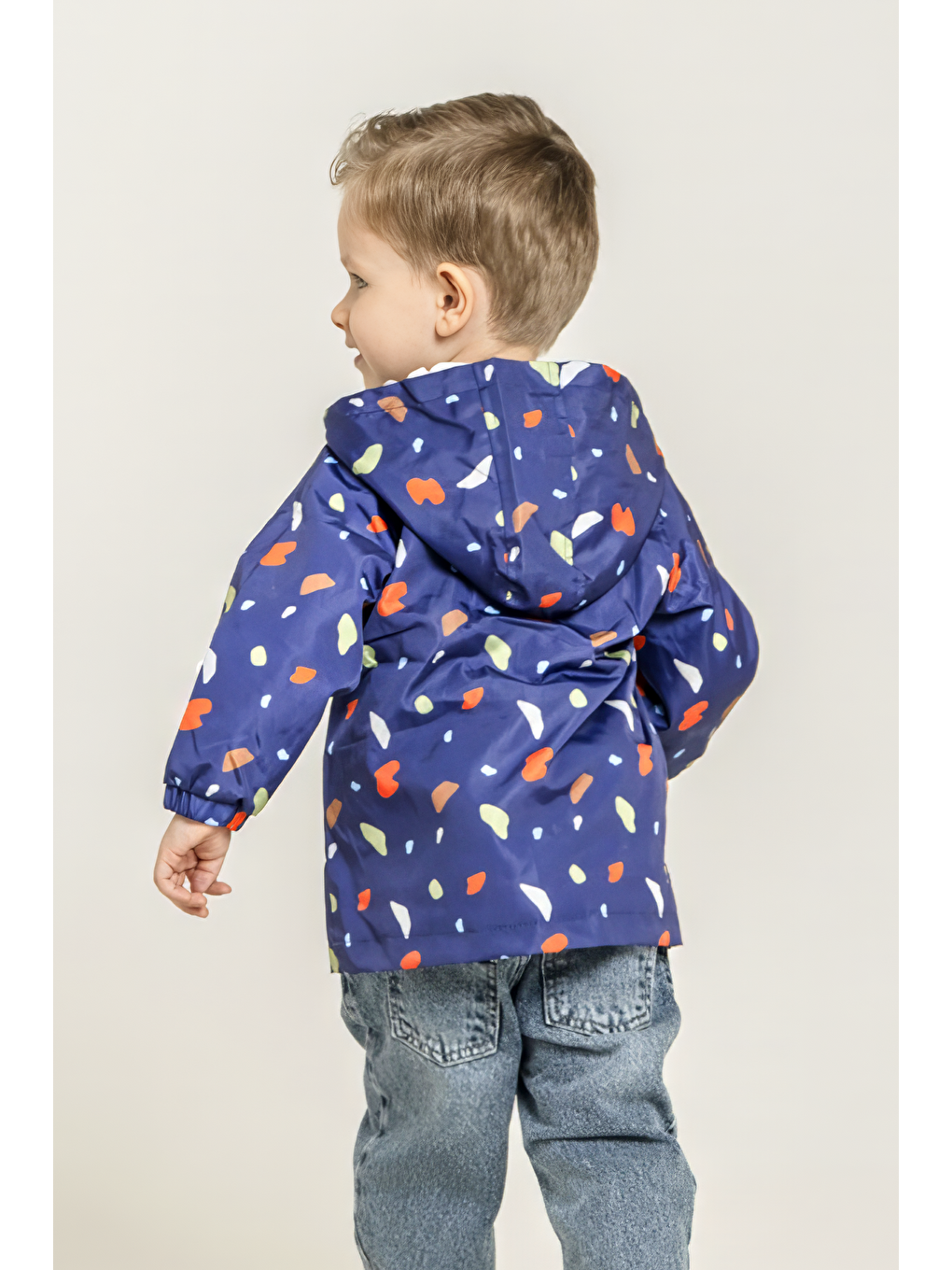 Kız Erkek Çocuk Kapüşonlu Yağmurluk - Lacivert-2