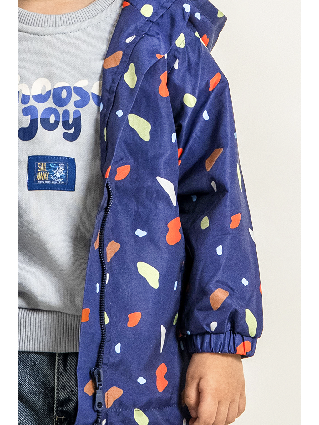 Kız Erkek Çocuk Kapüşonlu Yağmurluk - Lacivert-3