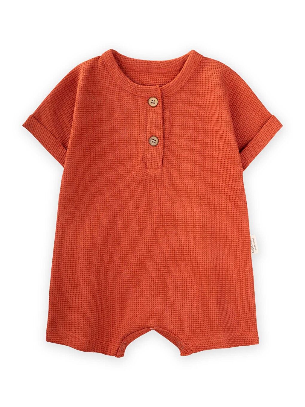 Kahverengi Waffle Patlı Tulum 0-3 Yaş Kiremit