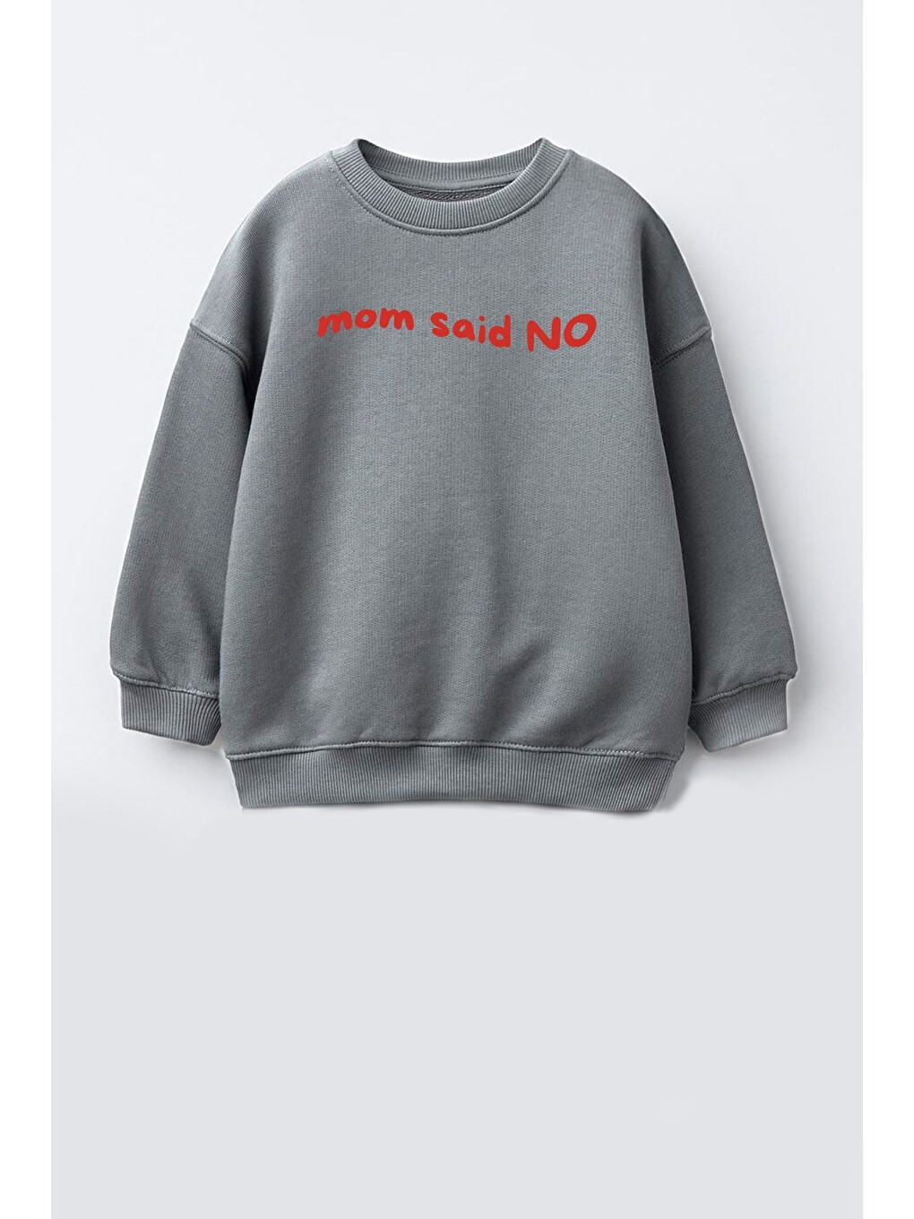 Antrasit Unisex Çocuk 3 İplik Kumaş Slogan Baskılı Pamuklu Sweatshirt