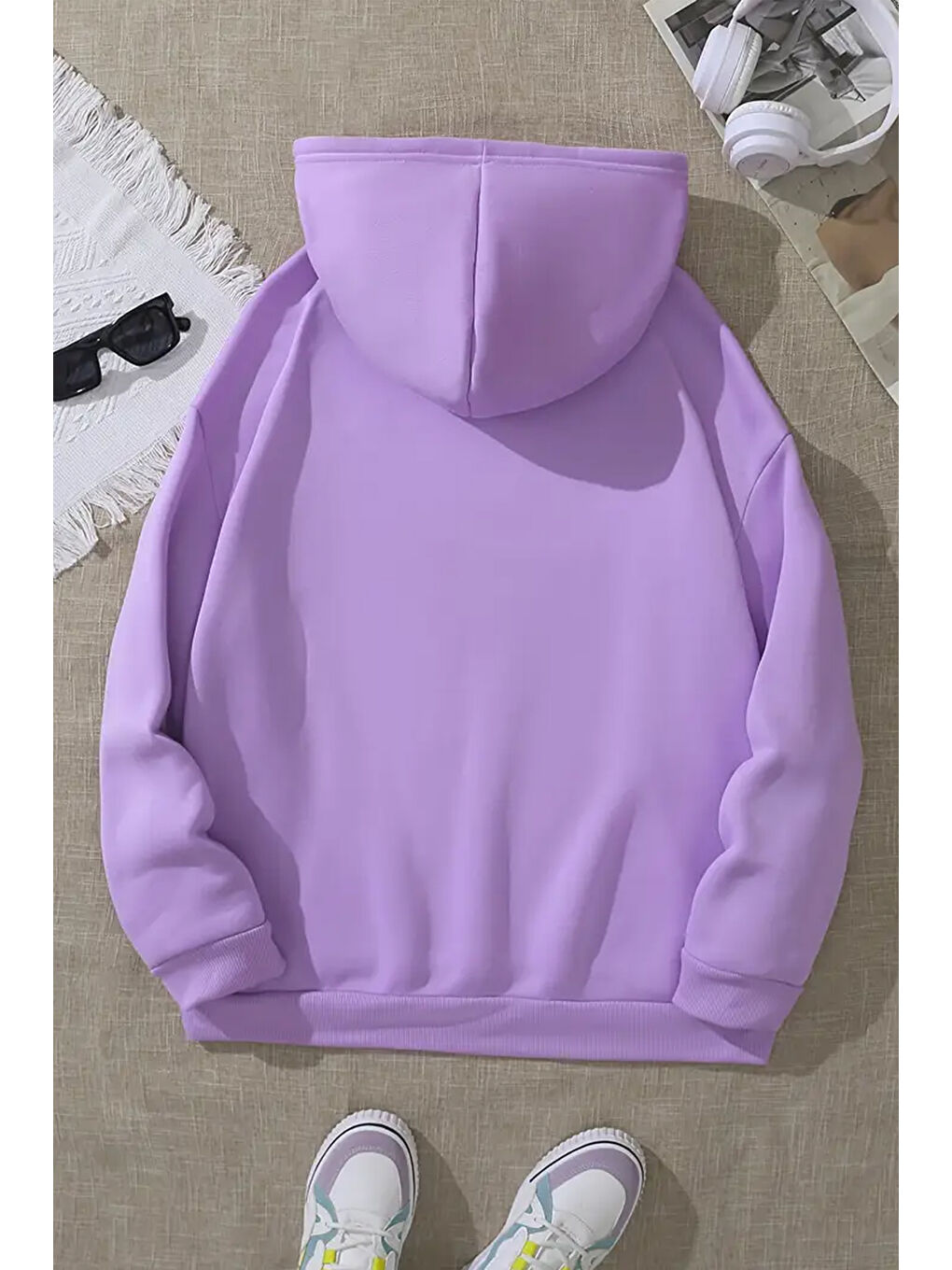 uyguntarz Lila Meow Tatlı Kediler Baskılı Oversize Sweatshirt - 1