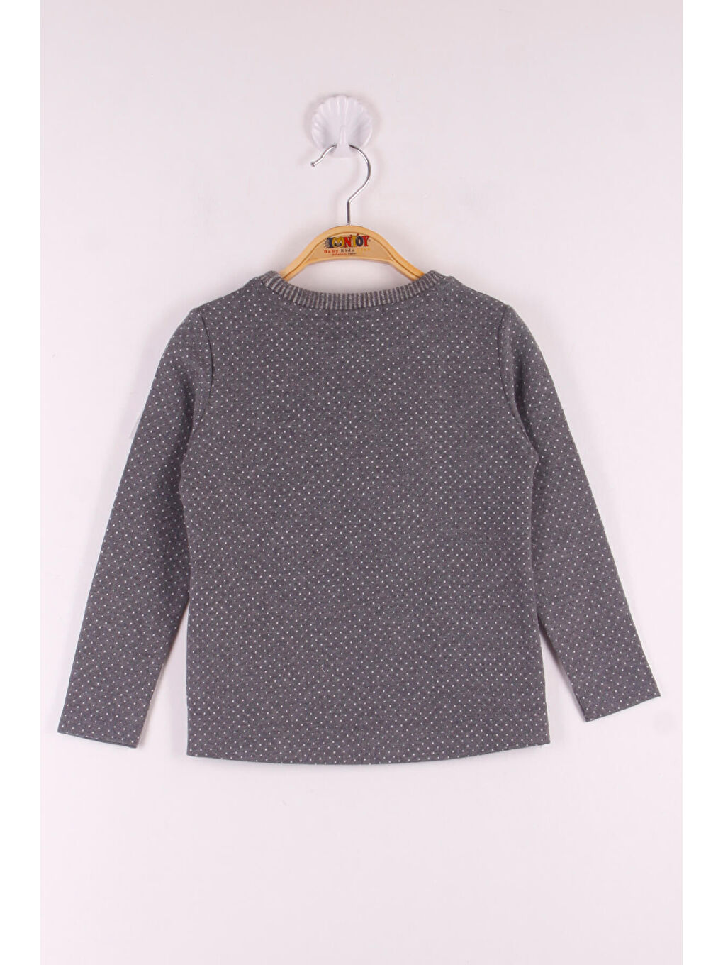 Antrasit Kız Çocuk Yazı Nakışlı Puanlı T-Shirt-1