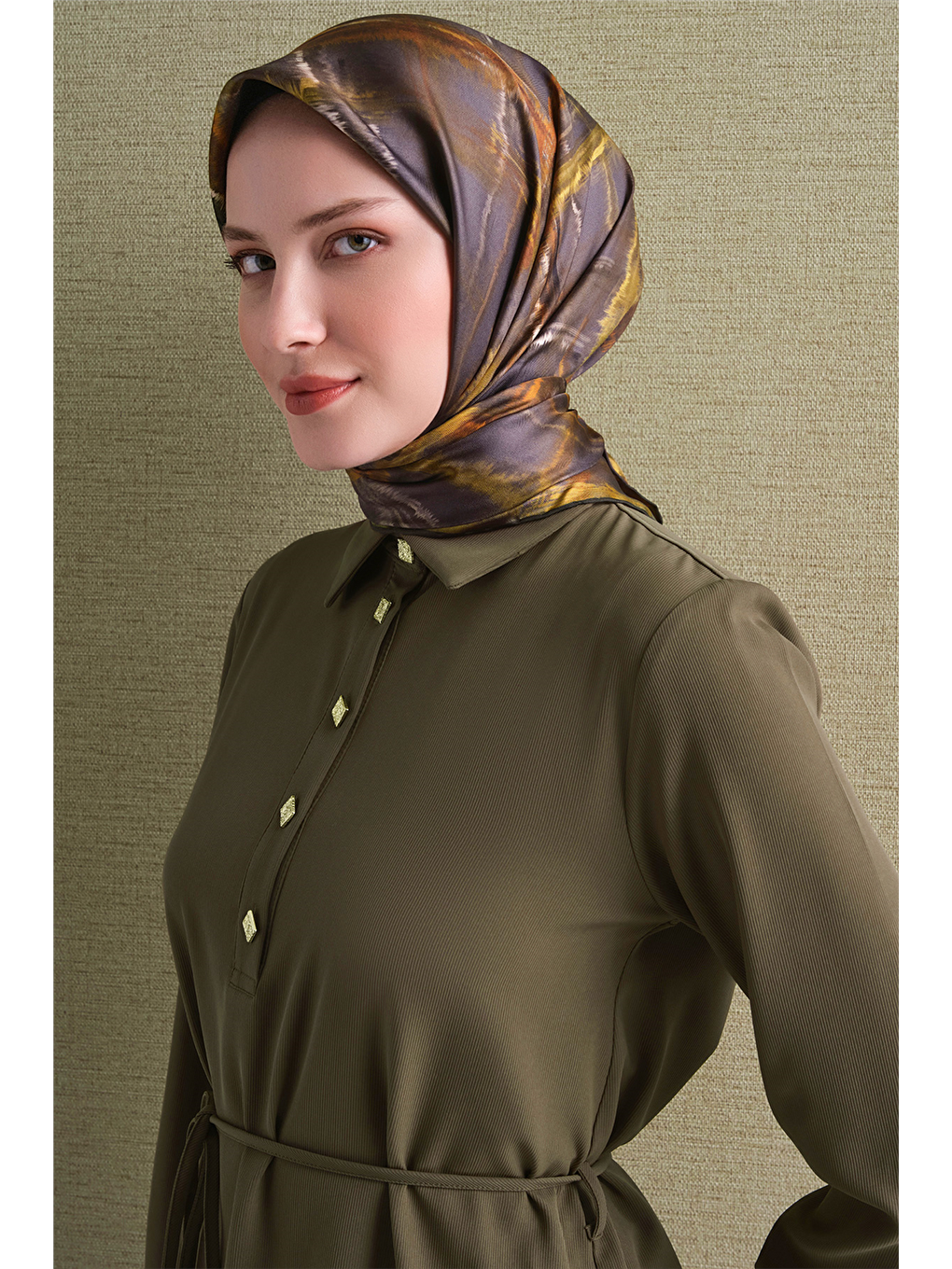 Sarı Saf İpek Twill Eşarp 9602d 32