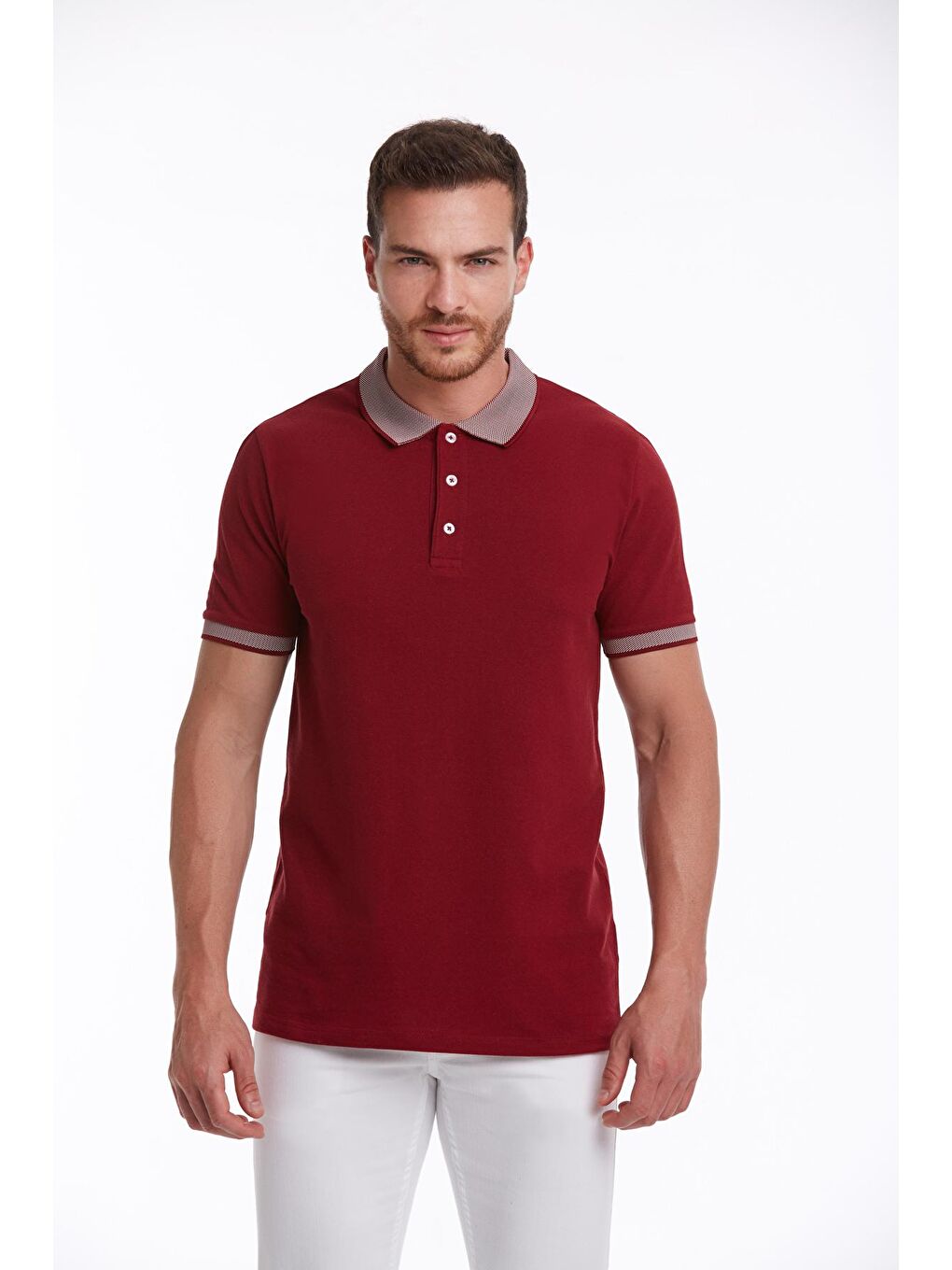 Hatemoğlu Bordo Regular Fit Düz 100% Pamuklu Polo Yaka Tişört