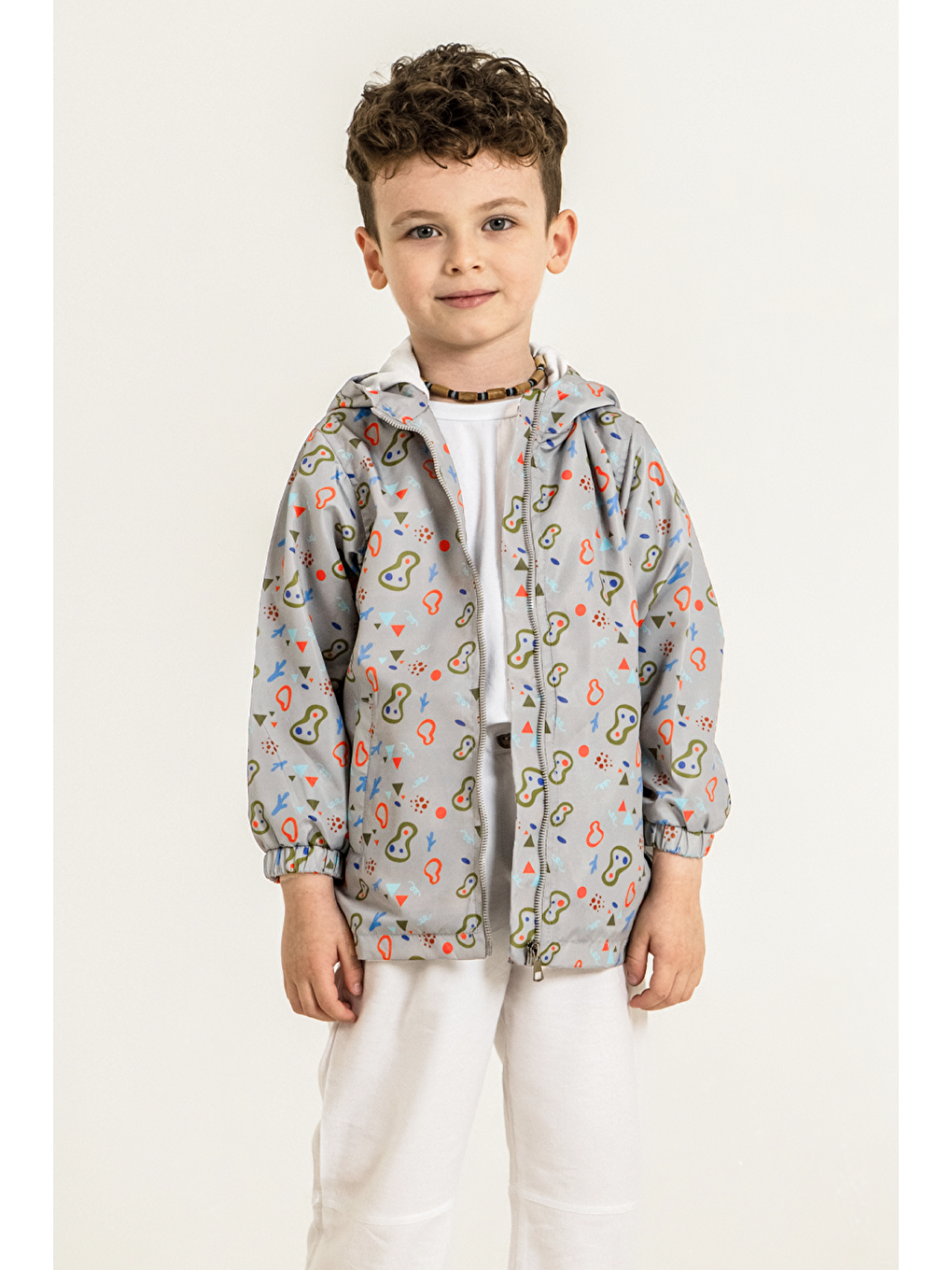 Kız Erkek Çocuk Kapüşonlu Yağmurluk - Gri