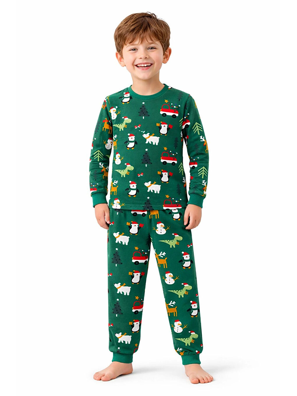 Yeşil Yılbaşı Konsept Erkek Çocuk Pijama Takımı 51339