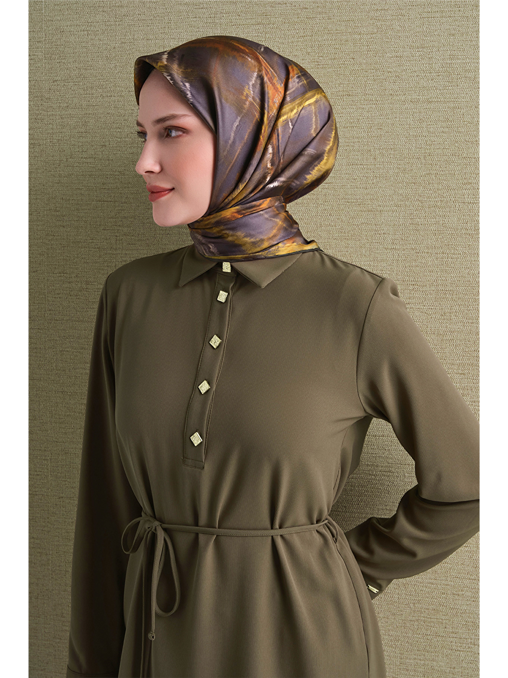 Sarı Saf İpek Twill Eşarp 9602d 32-2