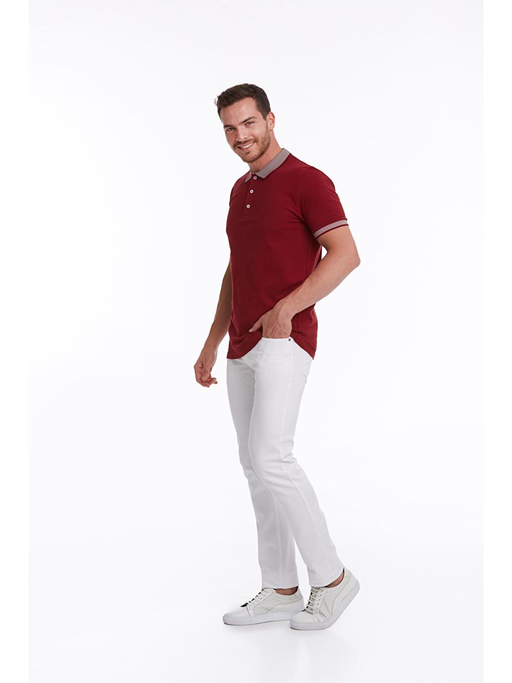 Hatemoğlu Bordo Regular Fit Düz 100% Pamuklu Polo Yaka Tişört - 1