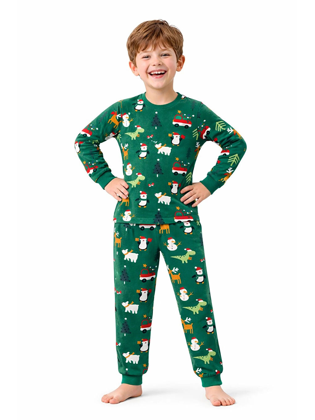 Yeşil Yılbaşı Konsept Erkek Çocuk Pijama Takımı 51339-1