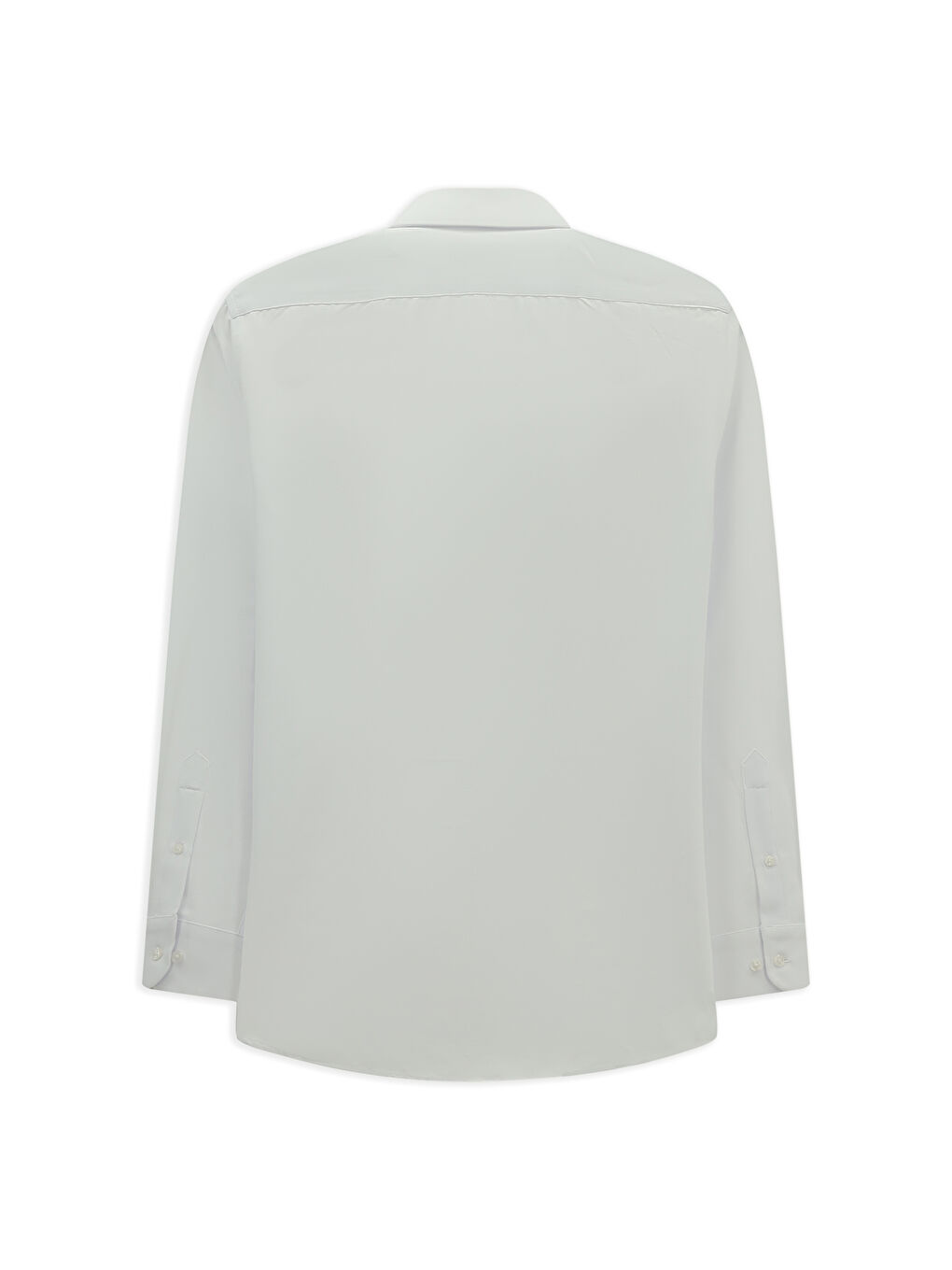 Beyaz Uzun Kol Slim Fit Klasik Yaka Pamuklu Kolay Ütülenebilir Gömlek-1