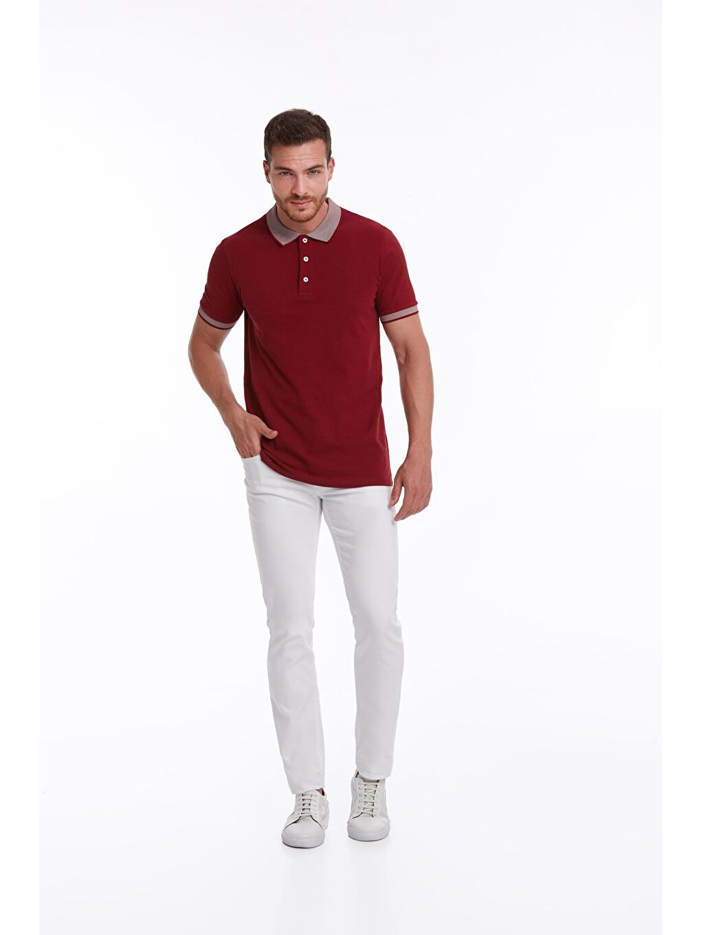 Hatemoğlu Bordo Regular Fit Düz 100% Pamuklu Polo Yaka Tişört - 2