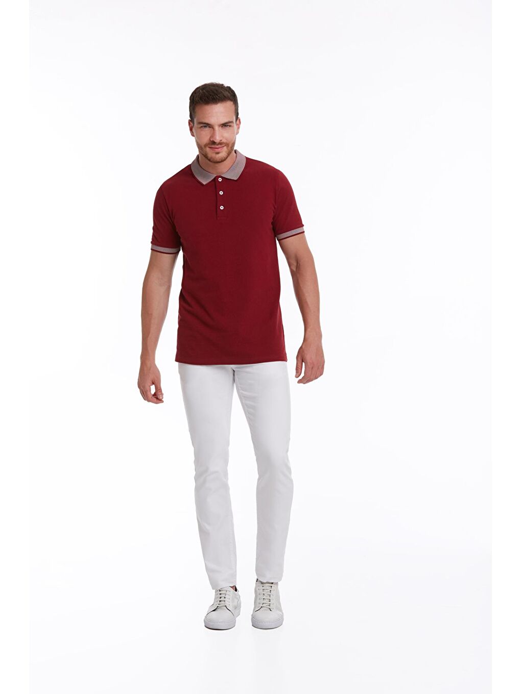 Hatemoğlu Bordo Regular Fit Düz 100% Pamuklu Polo Yaka Tişört - 3