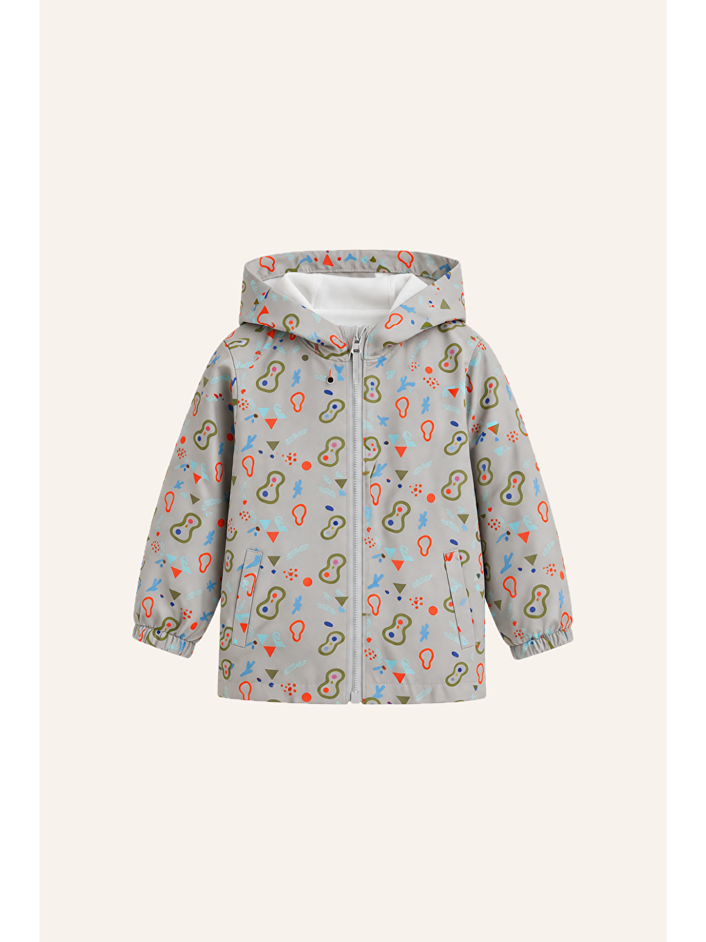 Kız Erkek Çocuk Kapüşonlu Yağmurluk - Gri-3