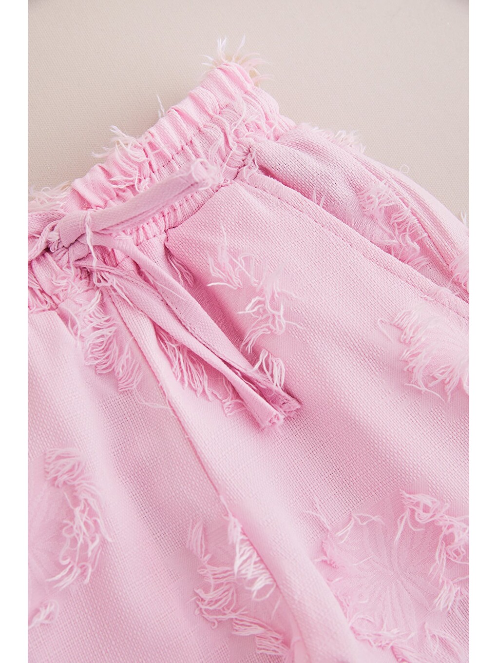 Pembe Püsküllü Beli Lastikli Kız Çocuk Palazzo Pantolon-1