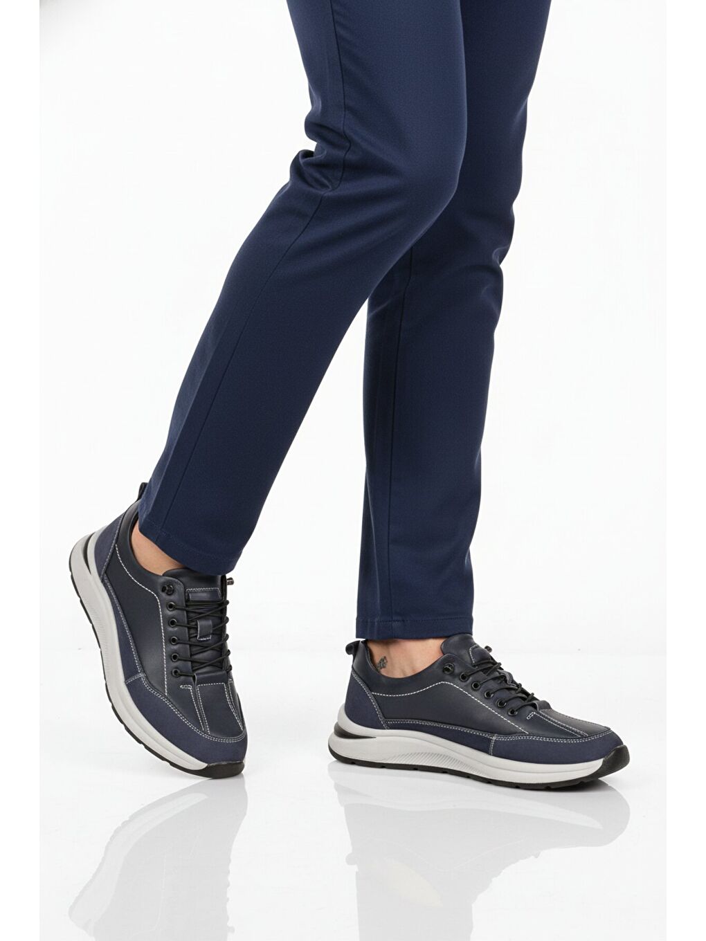 Premium Lacivert Hakiki Deri Erkek Casual Ayakkabı 3003 M