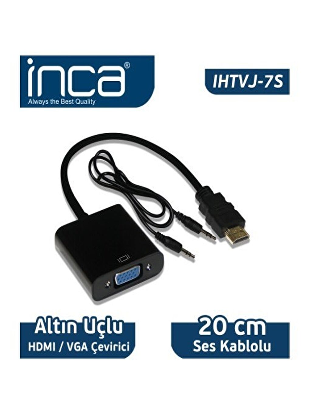 IHTVJ-7S HDMI to VGA Siyah Jaklı Ses Kablosu-6