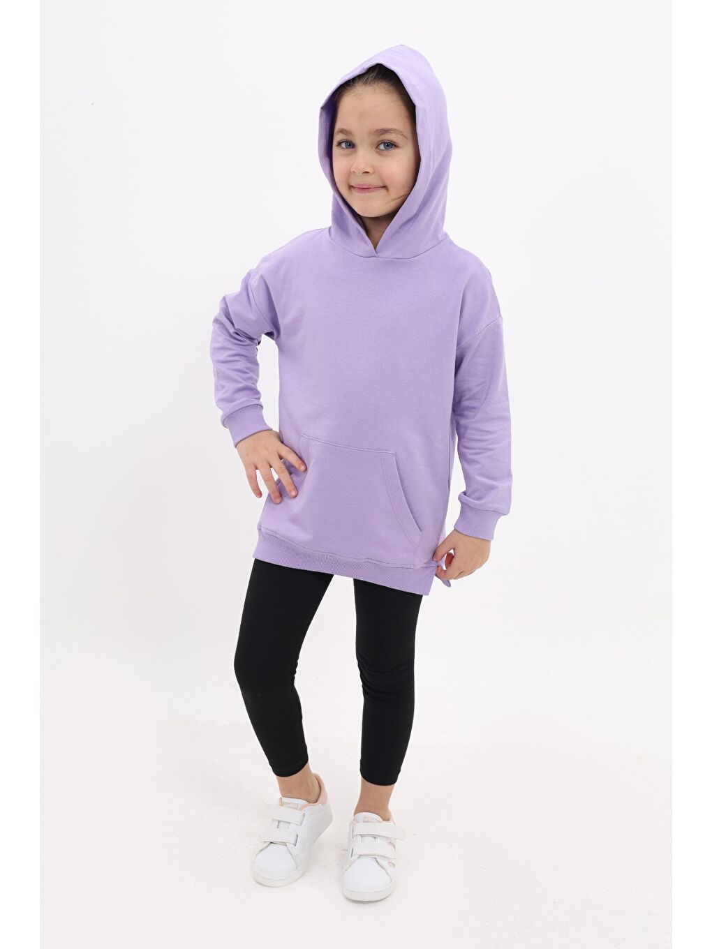 Lila Kız Çocuk Nakışlı Taytlı Takım