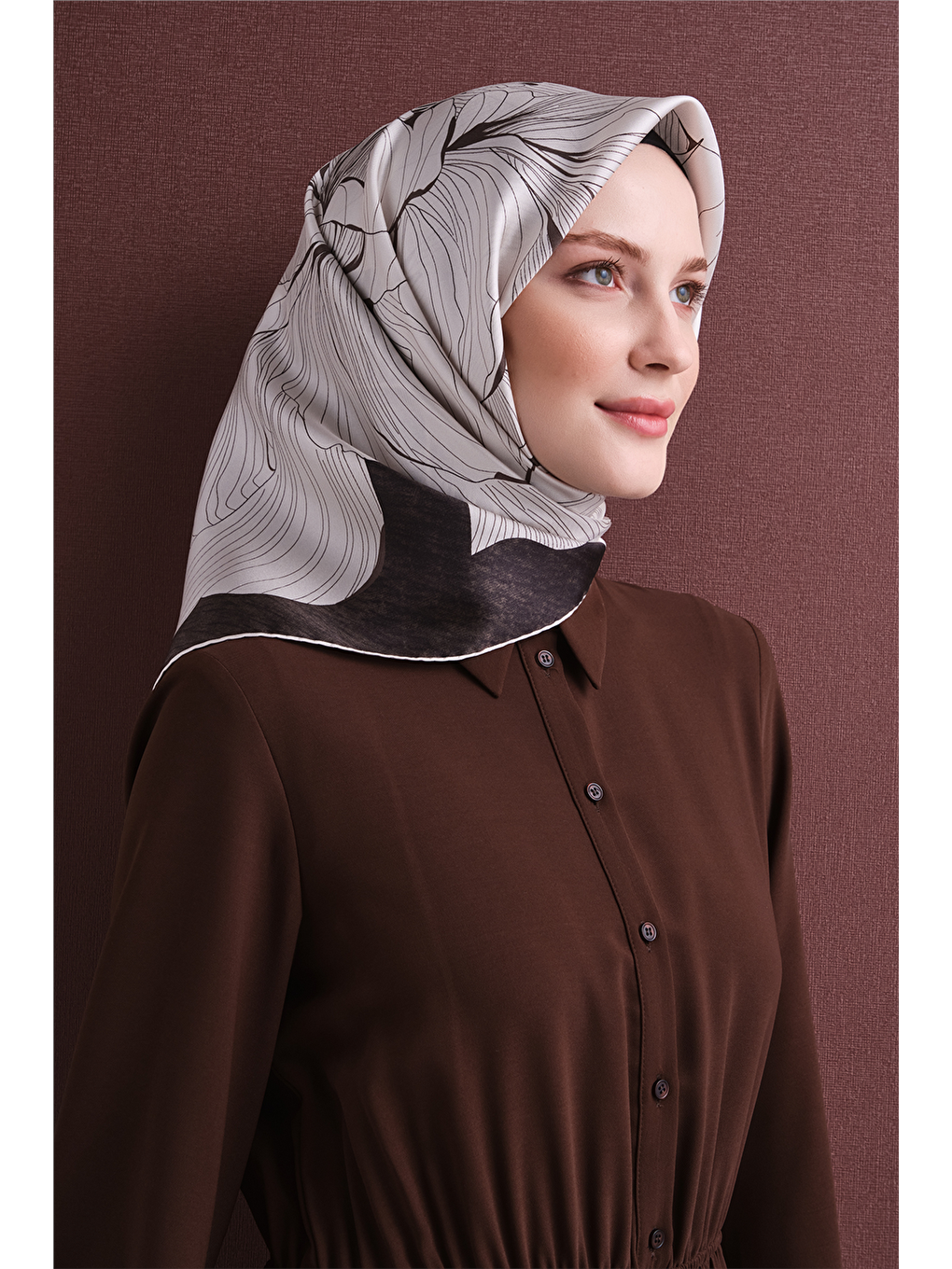 Ekru Saf İpek Twill Eşarp 9639d 01-1