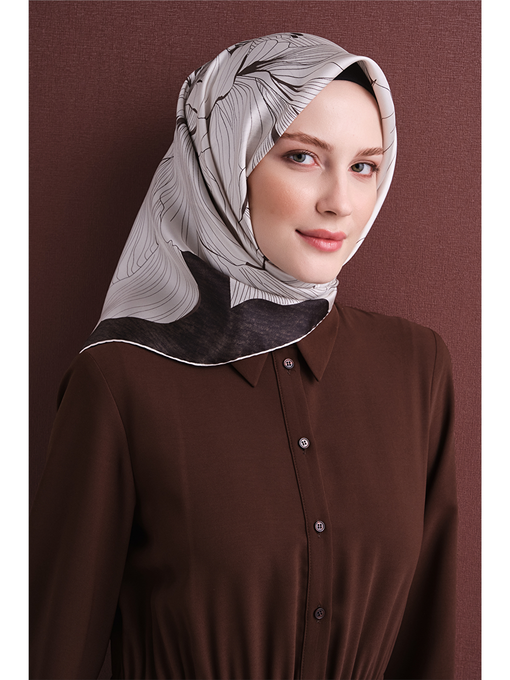 Ekru Saf İpek Twill Eşarp 9639d 01-2